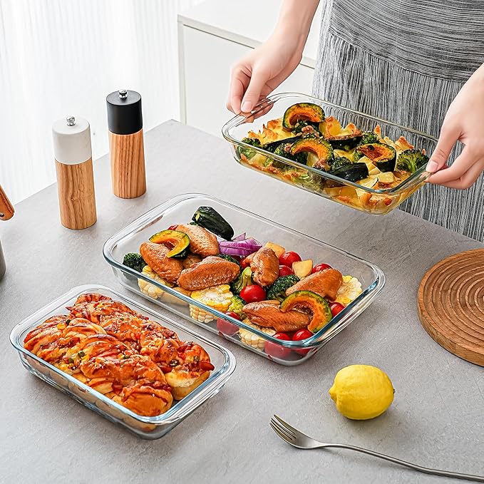 3 Pack High Borosilicate Glass Baking Dishes - Image 6
