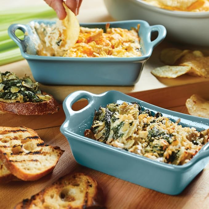 Rachael Ray Ceramics Au Gratin Set, Rectangular, Two 12-ounce, Agave Blue - Image 11