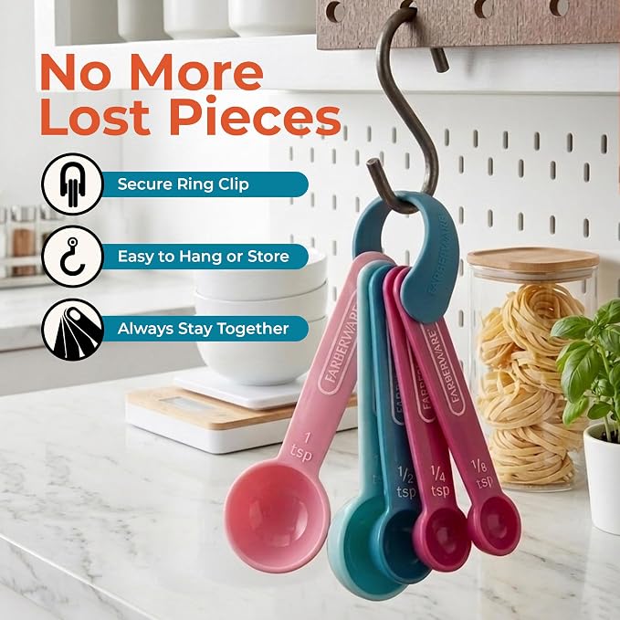 Farberware Kitchen Basics Measuring Cup & Spoon Set, 9-Piece Colorful Nesting - Image 6