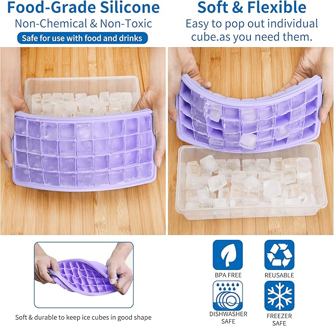Silicone Ice Cube Tray with Leak-Proof Lid & Storage Bin - Image 3