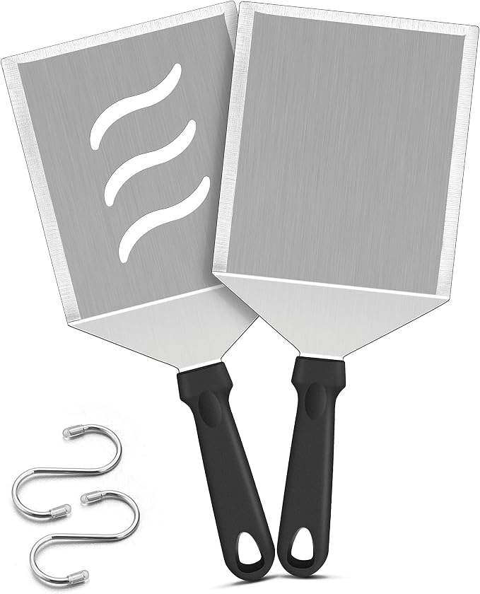 Metal Spatula Set of 2, HaSteeL Large 12x5In Stainless Steel Griddle Spatula by HaSteeL