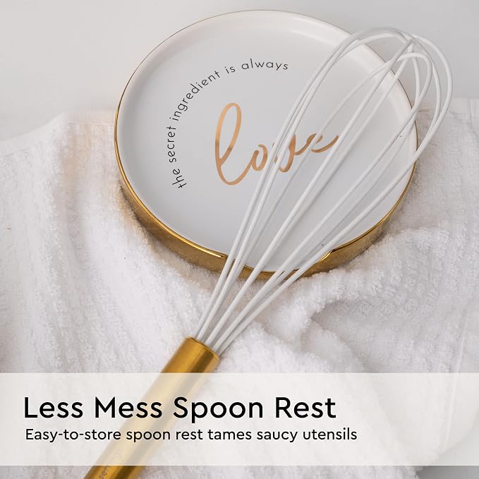 White Utensil Holder with Built-In Ceramic Spoon Rest - Image 6