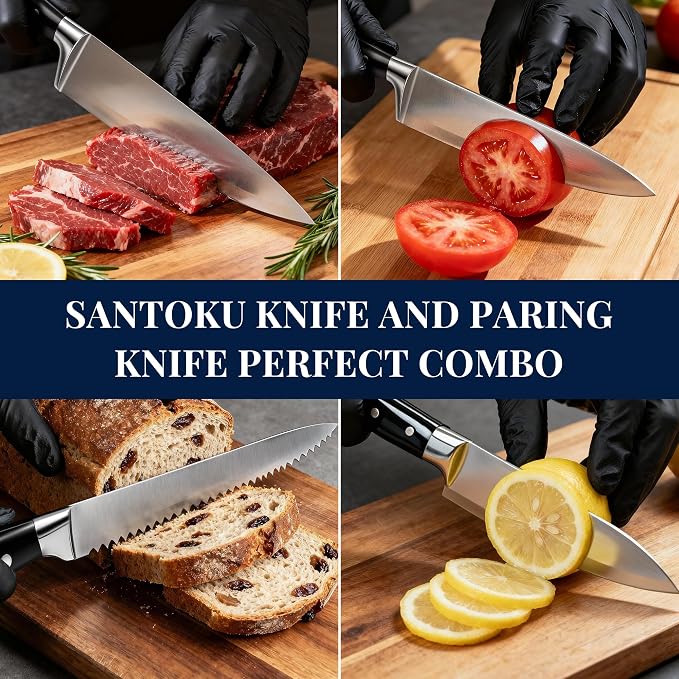 Knife Set, 15 Piece Premium Kitchen Knife Block Set, Razor-Sharp, High Carbon - Image 7