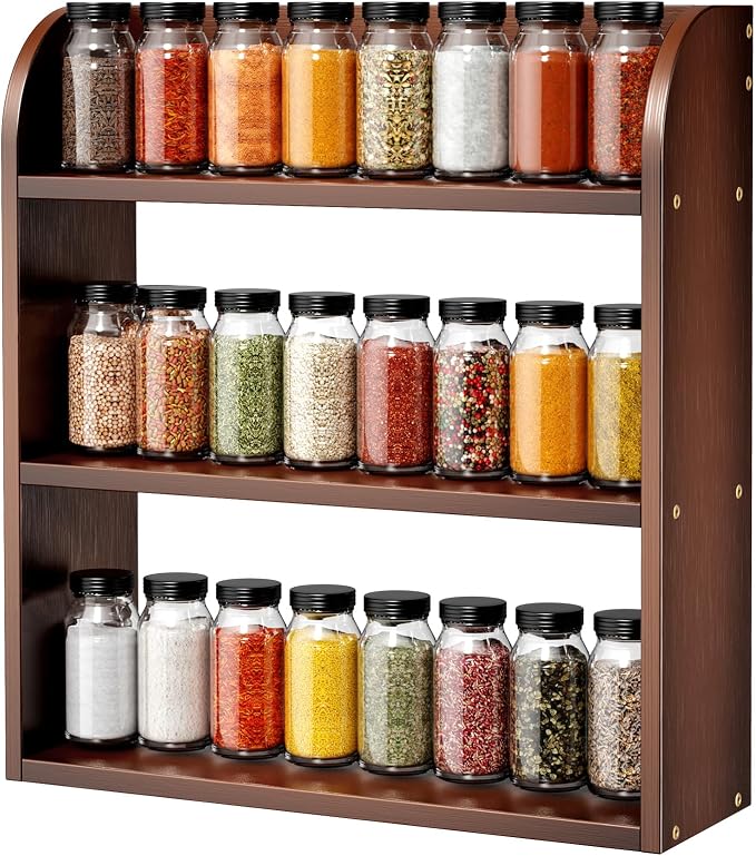ROMGUAR CRAFT 3 Tier Bamboo Spice Rack, Countertop or Wall Mounting Wood Spice by ROMGUAR+CRAFT