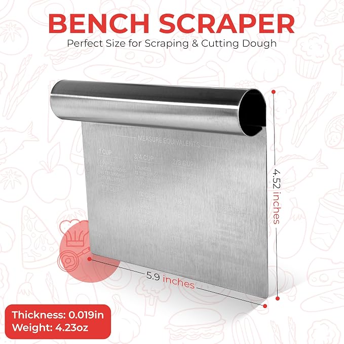 Bench Scraper for Baking, Food Scraper Stainless Steel Blade Dough Cutter - Image 2