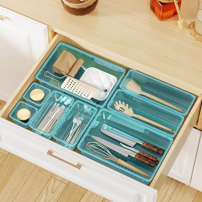 WOWBOX 32 PCS Plastic Drawer Organizer Set, 4 Sizes Desk Drawer Organization - Image 7