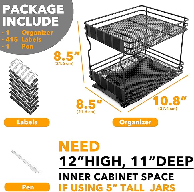 SpaceAid Pull Out Spice Rack Organizer - Image 6