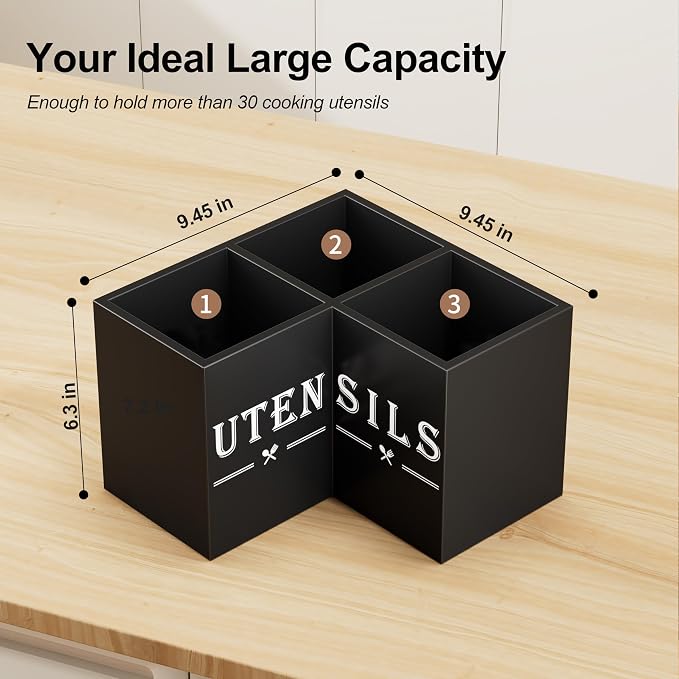 ZUJJAFY Utensil Holder for Kitchen Counter, Corner Kitchen Utensil Holder for - Image 2