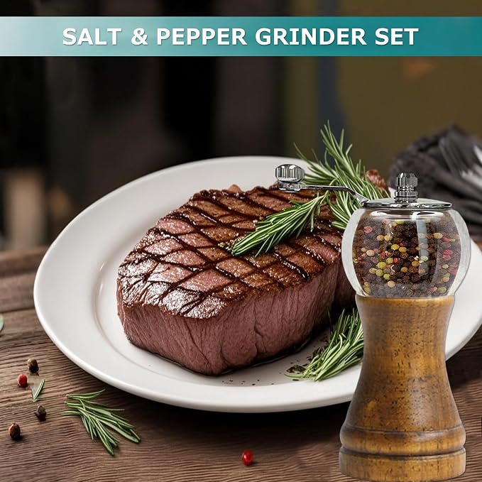 Pepper Grinder Set Classical Hand Shake Wood Manual Pepper Grinder, - Image 4