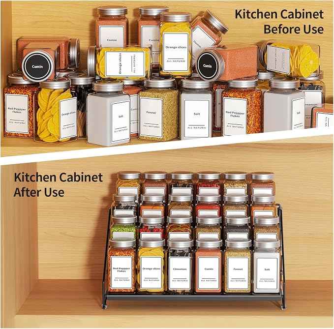 BOIVSHI 4 Tier Spice Rack for Cabinet, Spice Rack Organizer, Depth Adjustable - Image 3