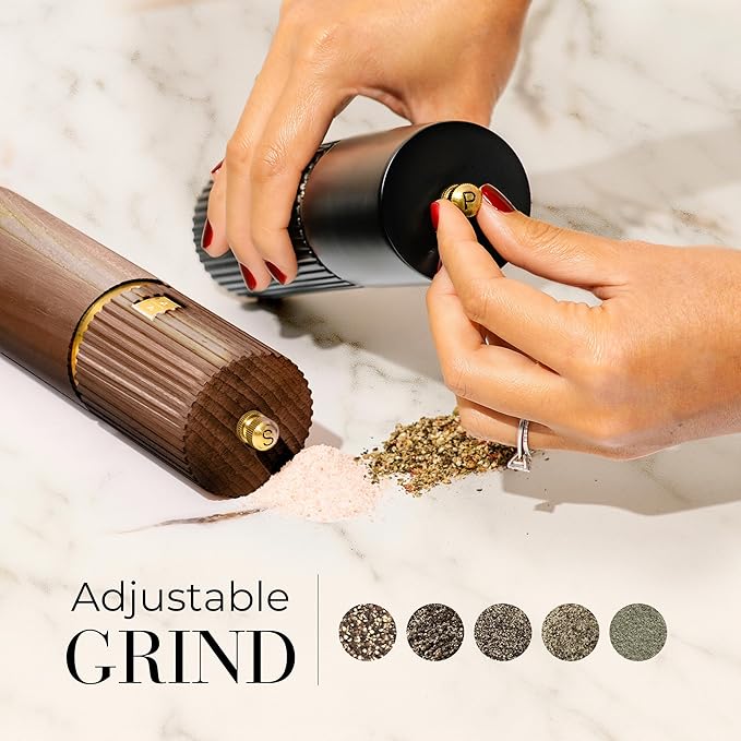 Wooden Salt and Pepper Grinder Set – Refillable Manual Salt and Pepper Mills - Image 2