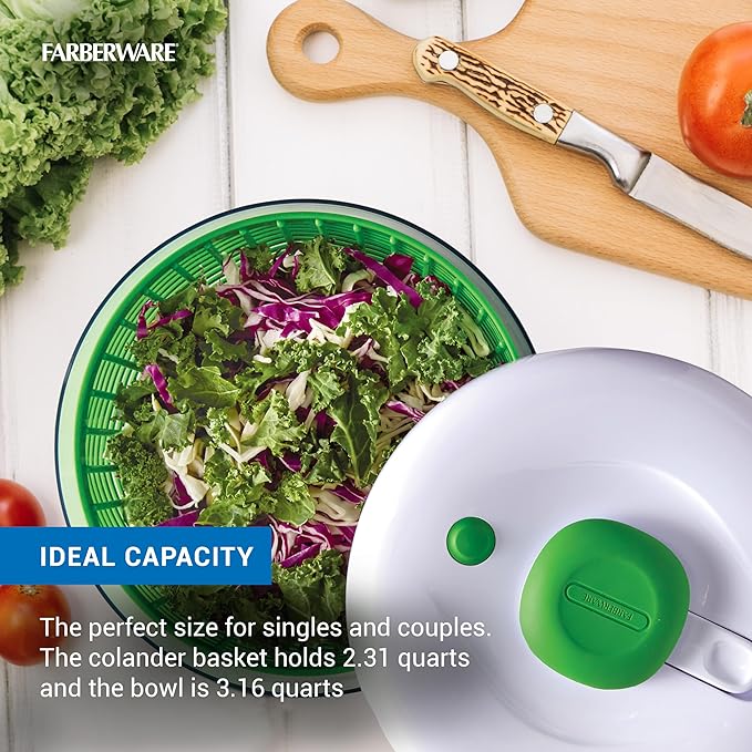 Farberware Small Pro Salad Spinner, 3.16 Qt Lettuce Spinner - Image 3