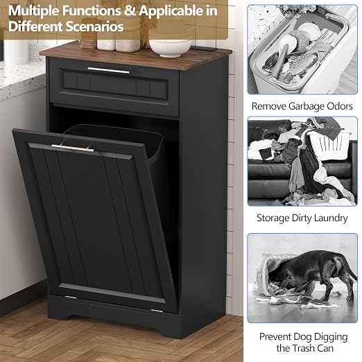 Single 10 Gallon Tilt Out Trash Can Cabinet - Image 3