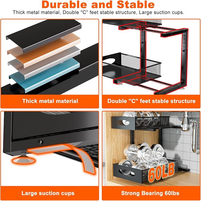Under Sink Organizer, 2 Packs 2 Tier Under Sink Organizers and Storage - Image 7