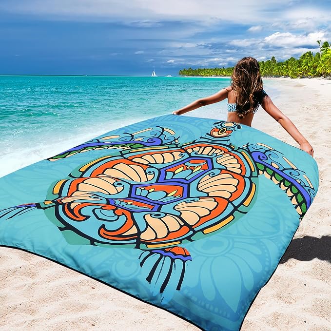 WIWIGO Beach Blanket Waterproof Sandproof Beach Mat 79" X 83"/10'x9'for 2-8 - Image 5