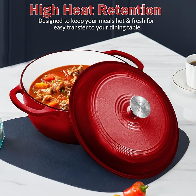 Vivicreate 6 Quart Enamel Cast Iron Dutch Oven Pot - Image 7