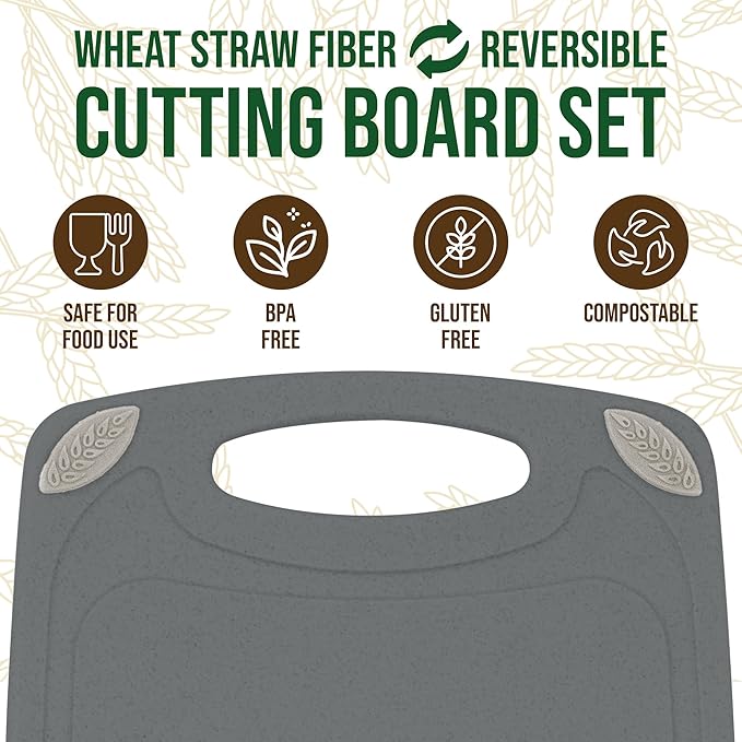 AXIOM CREATIONS 2-Piece Reversible Cutting Board Set Made from Natural Food - Image 2