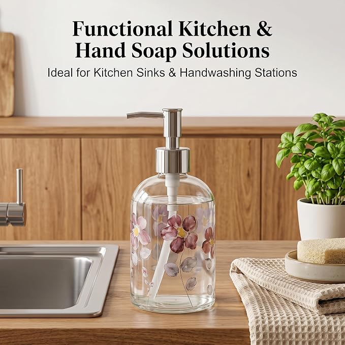 17oz Glass Soap Dispenser with Plastic Pump - Image 4