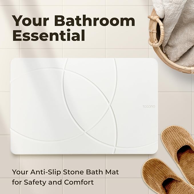 TOSORO - Stone Bath Mat Diatomaceous Earth Shower Mat Non-Slip Super Absorbent - Image 8