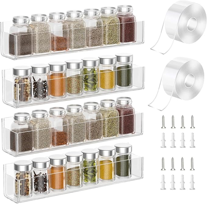 PMMASTO Adhesive Acrylic Spice Rack Organizer - Image 7