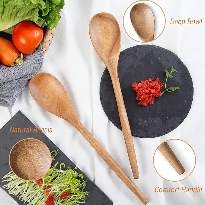 GinSent 2PCS Wooden Spoons for Cooking14 Inch Cooking Wooden Spoons Comfort - Image 6