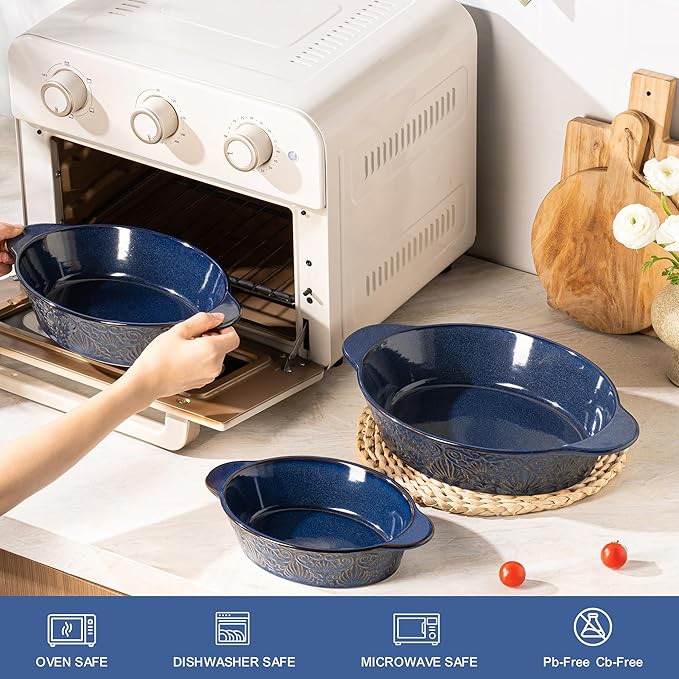 Dafuceramic Casserole Dishes for Oven Sets of 3, Ceramic Oval Baking Dish - Image 3