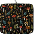 Mushroom Forest Dish Drying Mat Fern Leaves Black Drainer Mat by Giwawa