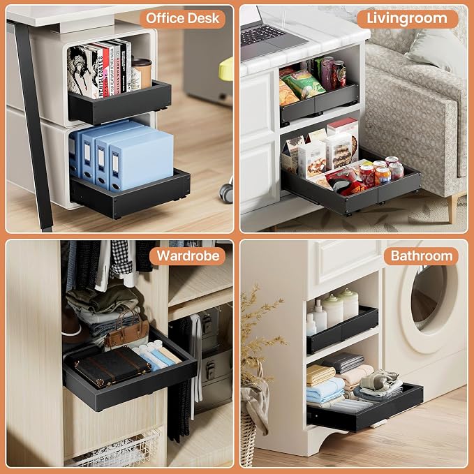 2 Pack Pull out Cabinet Organizer, Width Depth, - Image 4