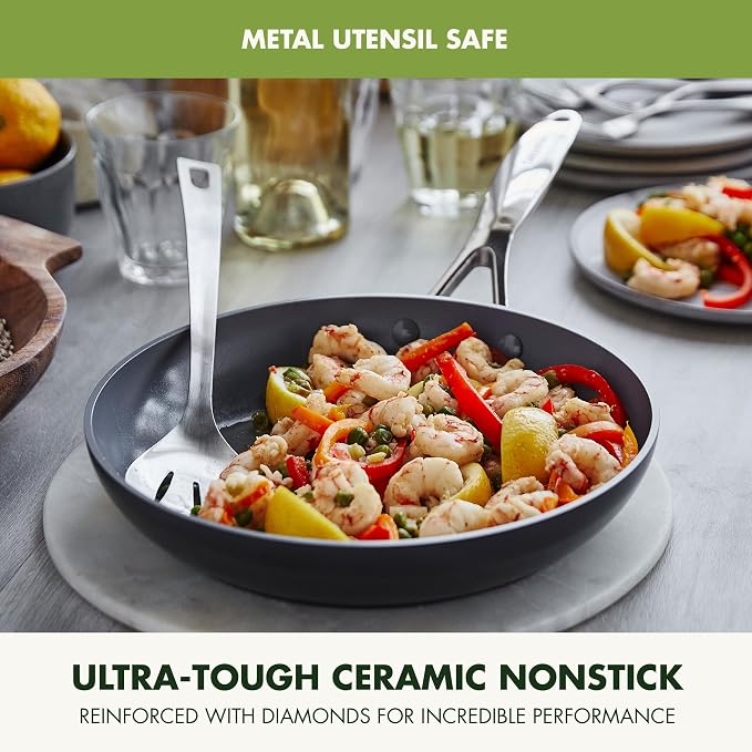 GreenPan Valencia Pro Ceramic Nonstick 10” & 12” Frying Pan Skillet Set - Image 6