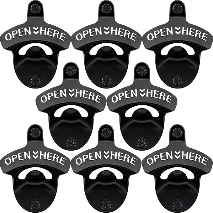 8PCS Bottle Opener Wall Mount Rustproof Black Screw in Wall Beer Cap Opener by Wallmountedbottleopener
