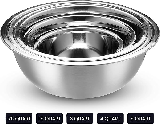 WHYSKO Stainless Steel Mixing Bowl Set, 10 Piece Stainless Steel Mixing Bowls - Image 5