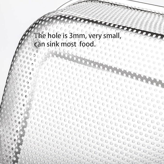 Cedilis 2 Pack Large Stainless Steel Colander Strainer, 6 Quart Mesh Vegetable - Image 4