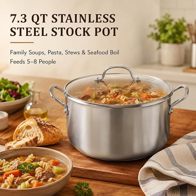 WANGYUANJI 7.3 QT Stainless Steel Stock Pot - Image 2