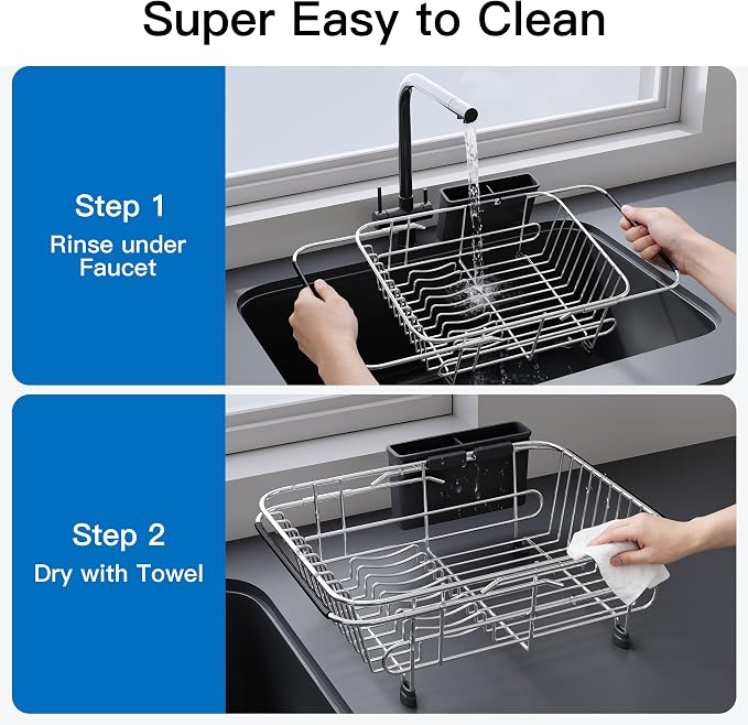 Apartment RV Small Dish Drainer Drying Rack Over The Sink In Stainless Steel - Image 8