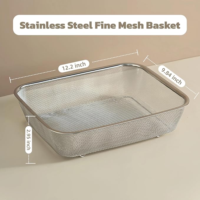18/8 Stainless Steel Fine Mesh Strainer Basket - Image 2