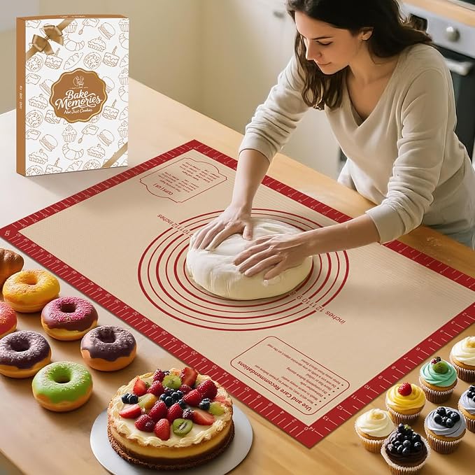 Silicone Baking Mat, Reusable Non-Stick Pastry Mat by MimekitchenKitchenHelper
