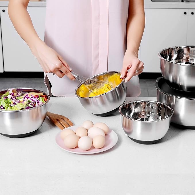 Wildone Mixing Bowls with Airtight Lids, Stainless Steel Nesting Mixing Bowls - Image 4
