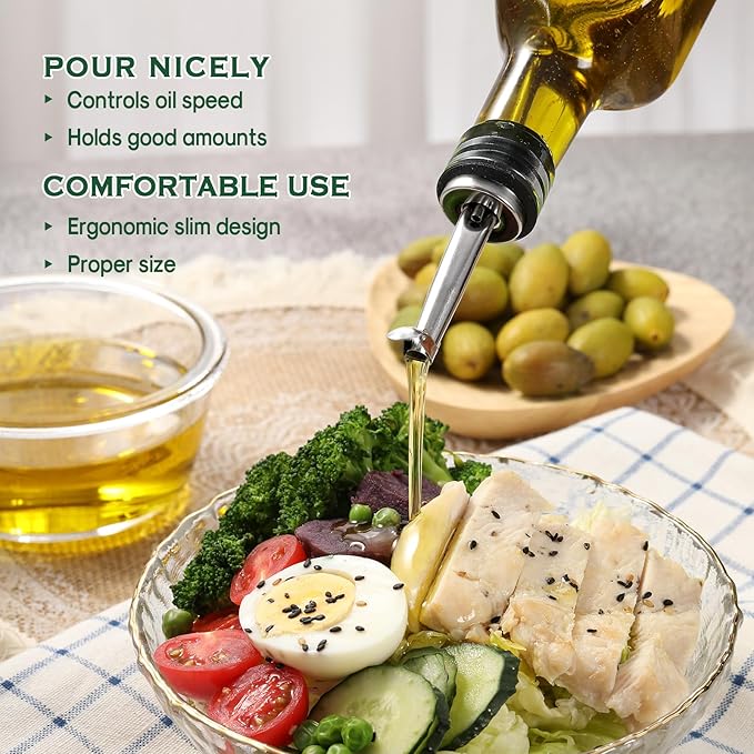 AOZITA 17oz Clear Glass Olive Oil Dispenser Bottle - 500ml Oil & Vinegar Cruet - Image 7