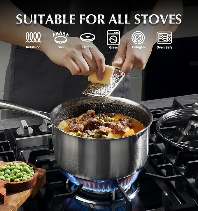 KOCH SYSTEME CS Hybrid Nonstick Stainless Steel Saucepan, 2 Quart Tri-Ply - Image 4