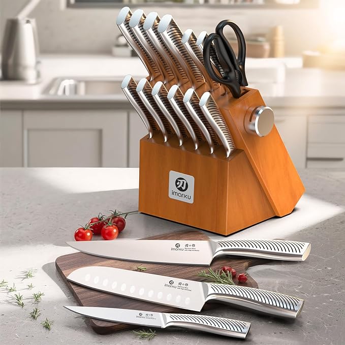 imarku Knife Set, 14 Piece Premium Japanese High-Carbon Stainless Steel Knife - Image 4