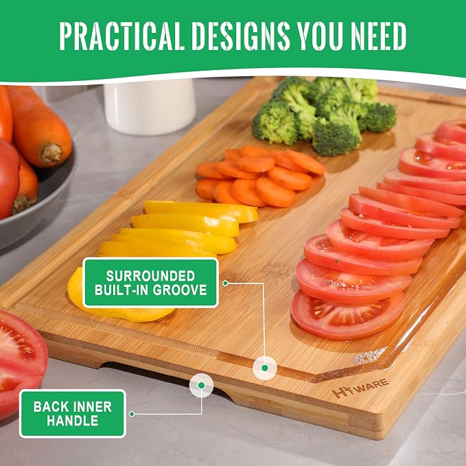 Hiware Bamboo Cutting Board for Kitchen, Heavy Duty Wood Cutting Board - Image 5