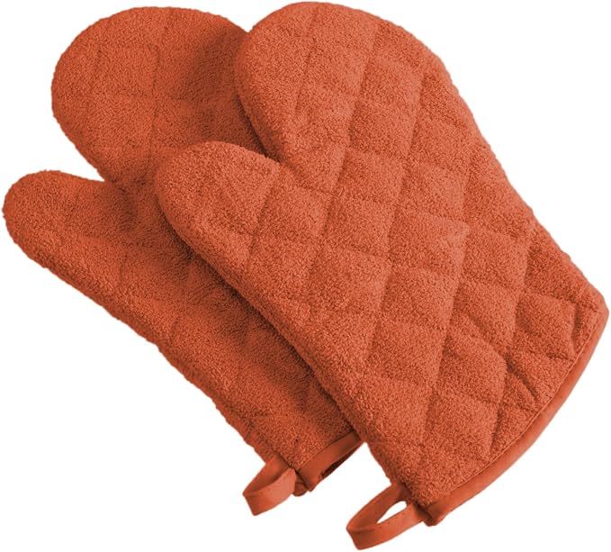 DII Basic Terry Collection 100% Cotton Quilted, Oven Mitt, 2 Piece by DII