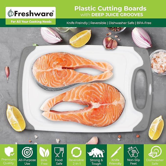 Freshware Cutting Boards for Kitchen, Chopping Board 3-Pack - Image 3