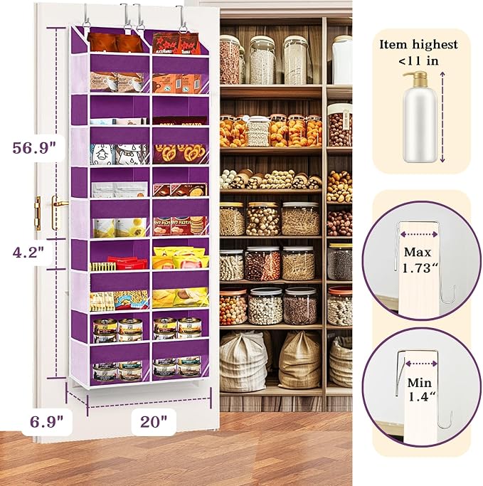 Over The Door Organizer 5 Tiers, Extra Large Behind Door Storage of 10 - Image 3