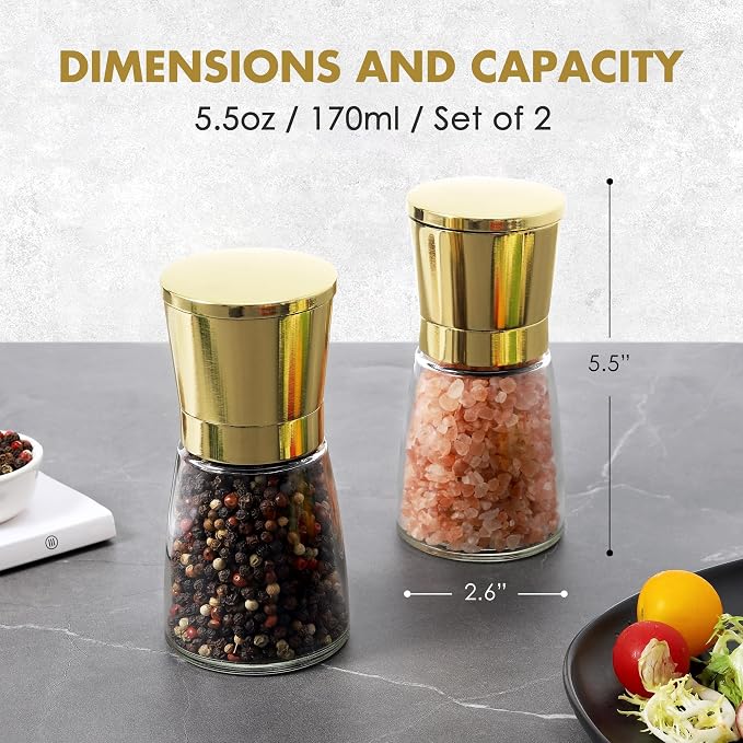 vzaahu Golden Salt and Pepper Grinders - Image 2