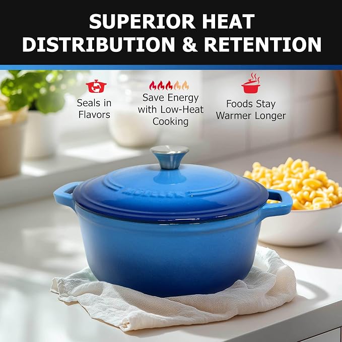 Mueller 6qt Enameled Cast Iron Dutch Oven, Heavy-Duty Casserole and Braiser Pan - Image 4