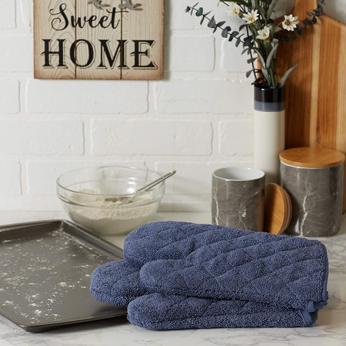 DII Basic Terry Collection 100% Cotton Quilted, Oven Mitt, French Blue - Image 4