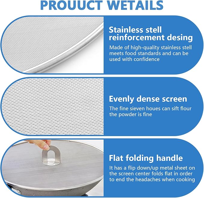 Splatter Screen for Kitchen, Stainless Steel Fine Mesh Splatter Screen for - Image 4