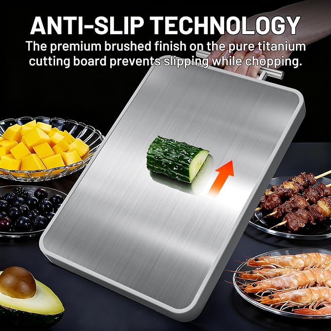 Titanium Cutting Boards For Kitchen, Ebony Wood Cutting Board, Double Sided - Image 9