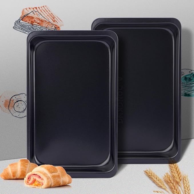 Baking Sheet Pans, Cookie Tray, Nonstick Heavy Carbon Steel Bakeware, 12 X 7.5 - Image 5